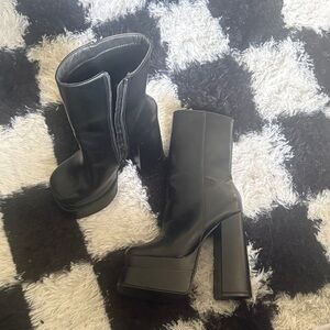 EGO Black Platform Heeled Boots
